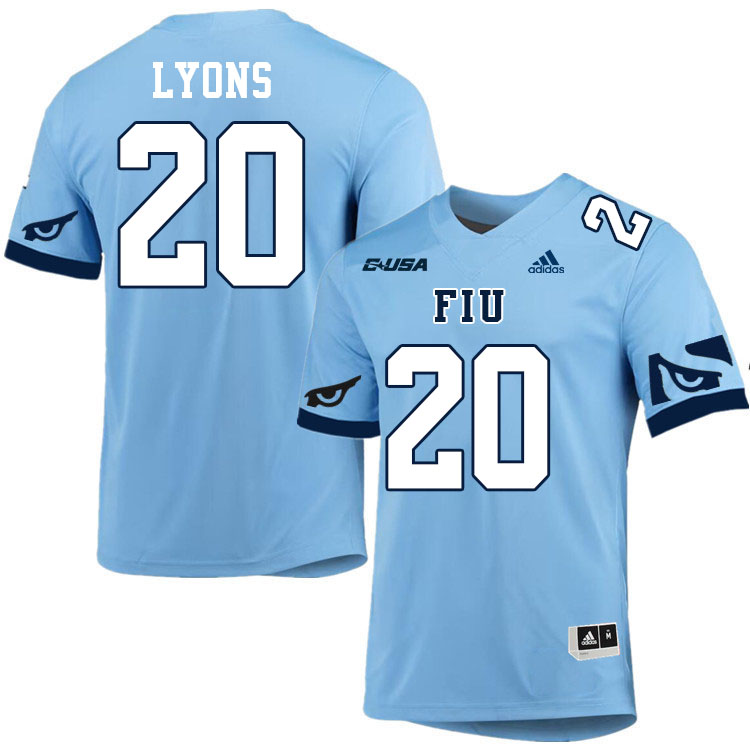 #20 Devonte Lyons FIU Jersey,Florida International University Panthers Football Jersey-Light Blue